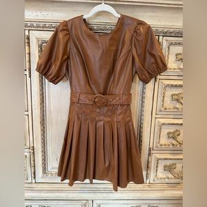 Brown faux leather dress